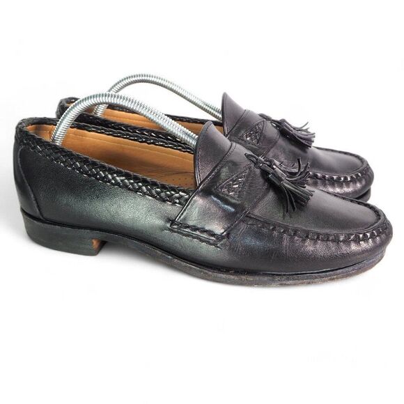 Allen Edmonds Maxfield Tassel Leather Slip-on Loafers 47711 Black Men's 10D - Picture 4 of 12